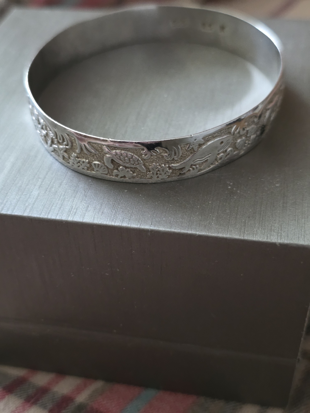 Sterling Silver Floral Engraved Bangle Bracelet - Women's Jewelry